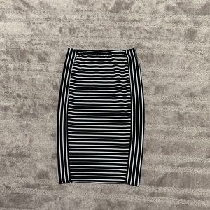 Black and white striped pencil skirt